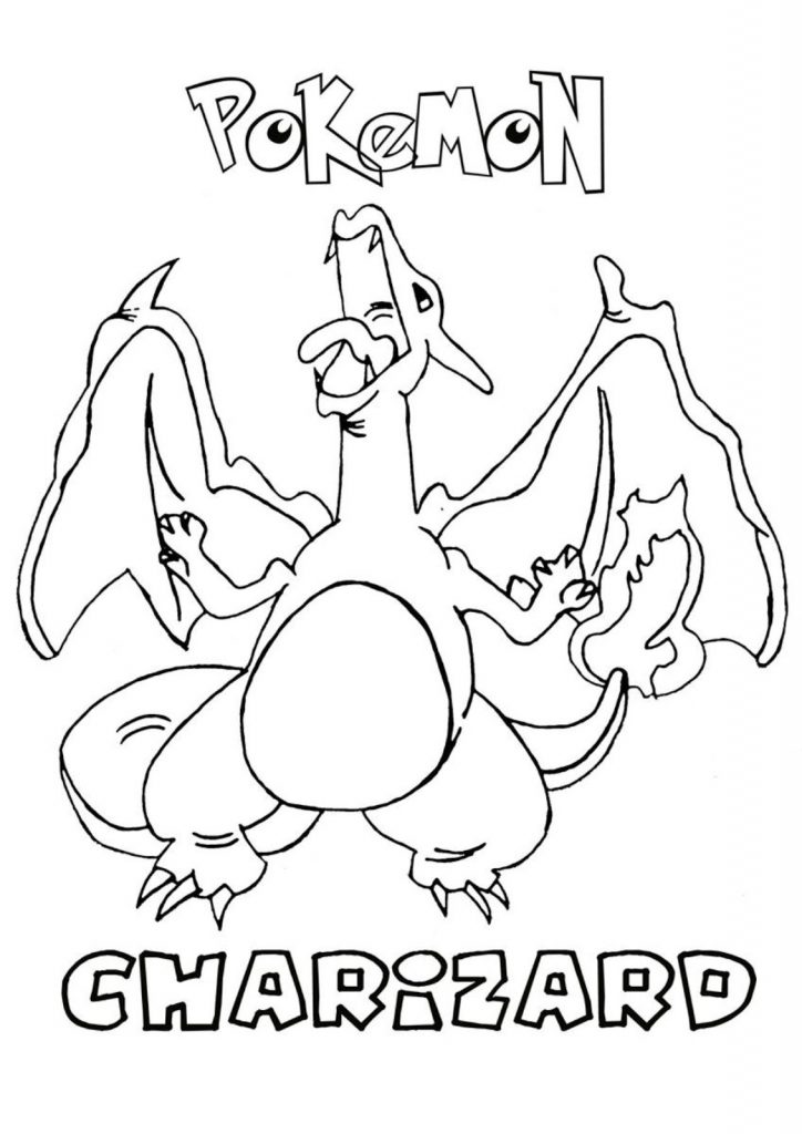 Printable Charizard coloring page for both aldults and kids.