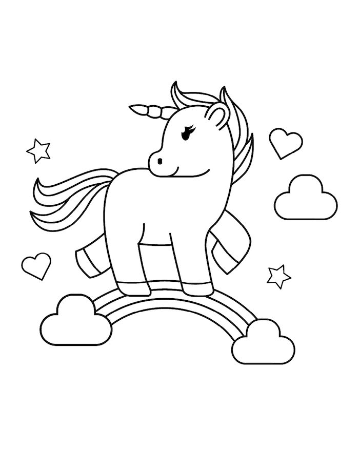 Printable Unicorn And Rainbow coloring page for both ...
